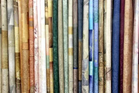 Row of textile materials 1 Stock Photos