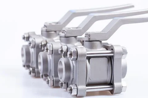 Row from three ball valve Stock Photos