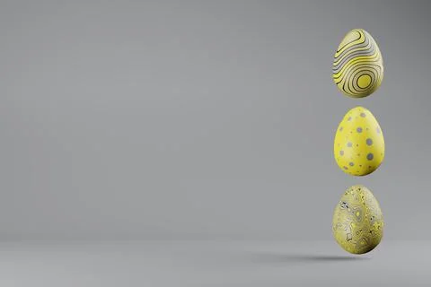 Row of three Easter eggs in trendy colors 2021 Illuminating and Ultimate gray Stock Illustration