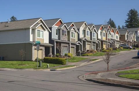 Row of townhomes in Gresham Oregon. Stock Photos