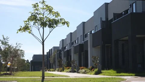 A row of townhouse development in suburban Melbourne, Australia Stock Footage 336035308
