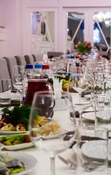 A row of transparent empty glasses Stock Photos