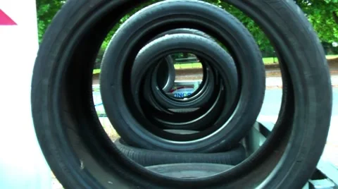 Row Of Tyres Stock Footage 8682725