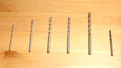 A row of various sized drills Stock Footage 62688490