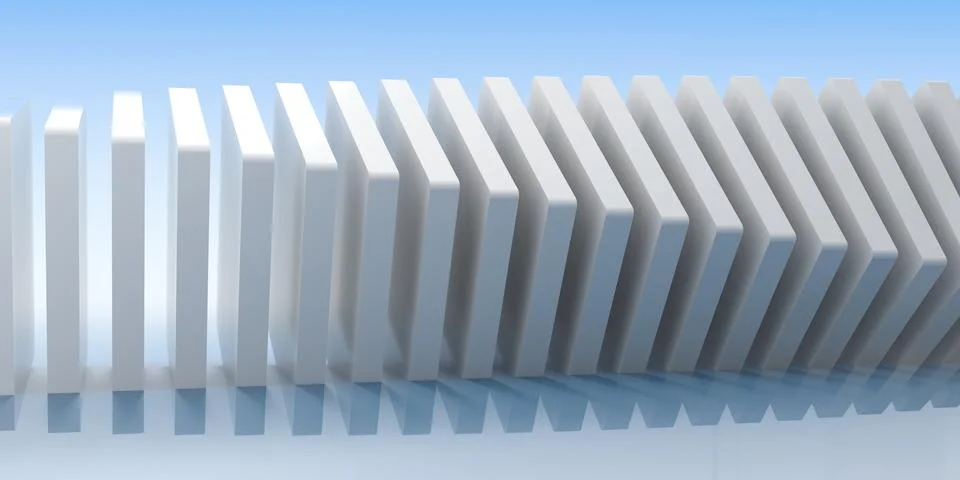 Row of White Architectural Pillars Standing in Line - 3d Illustration Stock Illustration