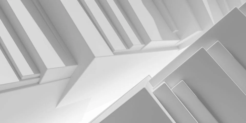 Row of white objects minimalistic design artwork 3d render illustration Stock Illustration