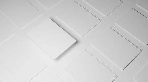 Row of White paper on the white background. Paper floating in the air. Templa Stock Illustration