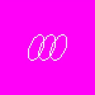 Row of white parallel rings on pink background, retro pixel art, vector Y2K Stock Illustration