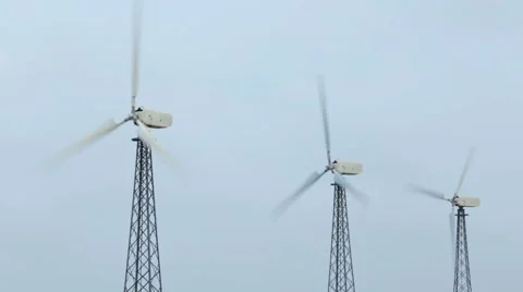 Row of wind power generators Stock Footage 50556787