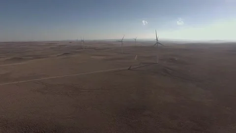 Row of wind power generators Stock Footage 88657185