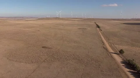 Row of wind power generators Stock Footage 88660529
