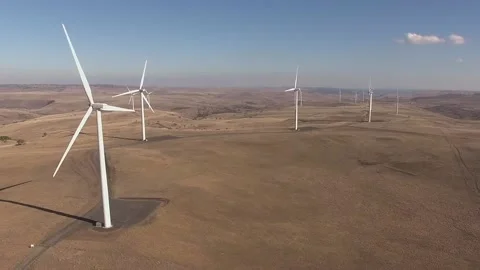 Row of wind power generators Stock Footage 91248600