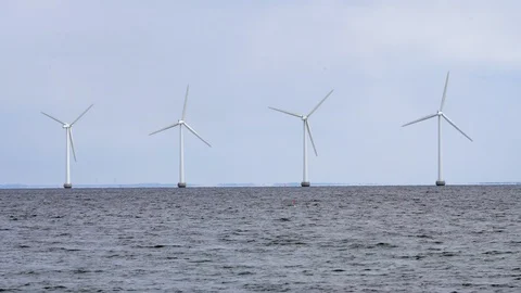 Row of Wind Turbines Stock Footage 107325312