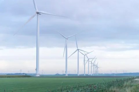 Row of wind turbines Stock Photos