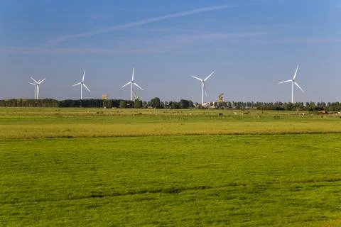 Row of wind turbines Stock Photos