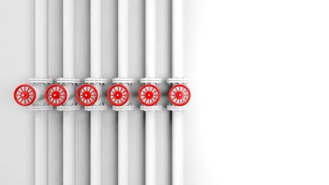 Row of withe pipes with copy-space Stock Illustration