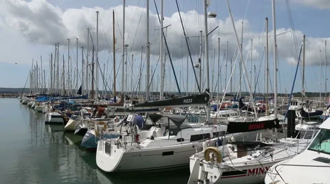 Row of yachts at port Stock Footage 51256140