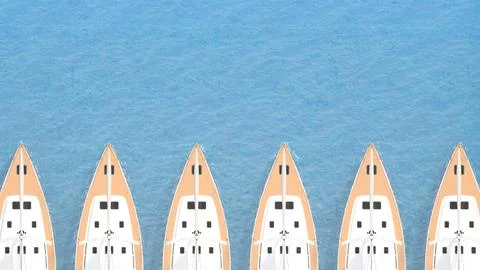 Row of yachts top view with copy space Stock Illustration