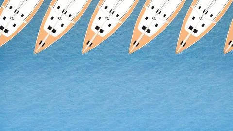 Row of yachts top view with copy space Stock Illustration