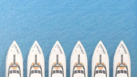 Row of yachts top view with copy space Stock Illustration