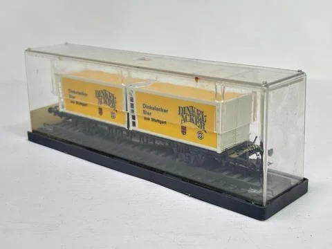 Rowa DB Type double container wagon Dinkel Acker beer model railway Stock Photos