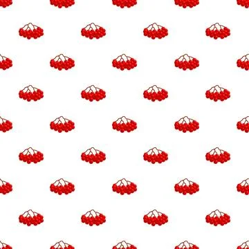 Rowan berries pattern repeating on white background Stock Illustration