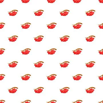 Rowan berry botanical seamless pattern on white background Stock Illustration