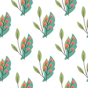 Rowan berry seamless pattern with leaves elements. Isolated forest tree ornam Illustrazione stock