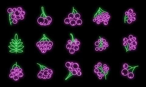 Rowan park icons set vector neon Ilustración de archivo