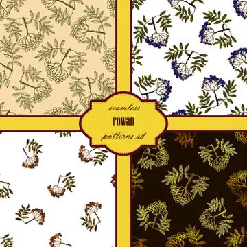 Rowan seamless patterns set Stock Illustration