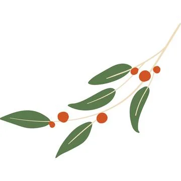 Rowan tree branch icon red berry twig vector Stock Illustration