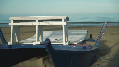 Rowboat on the Beach Stock Footage 90118211