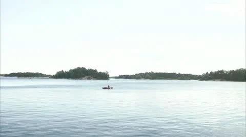 A rowboat, Blido, Stockholm archipelago Stock Footage