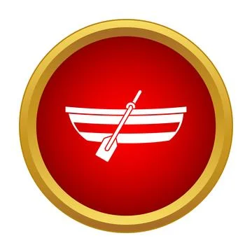 Rowboat icon with paddle on a red button Stock Illustration