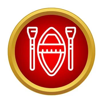 Rowboat with oars icon on red background Illustrazione stock
