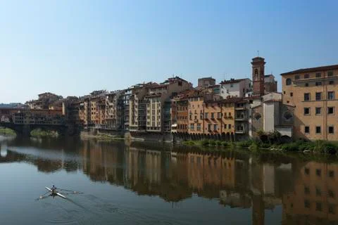 Rowboat on River Arno Stock Photos