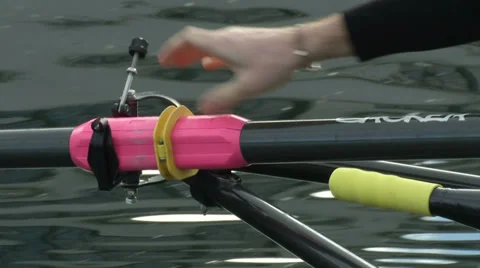 Rower getting off his boat during training Stock Footage 36176379