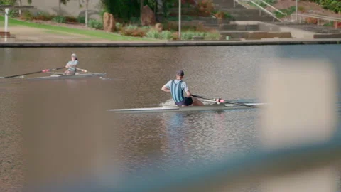 Rower on the River Torrens Adelaide 4k Stock Footage 201252921