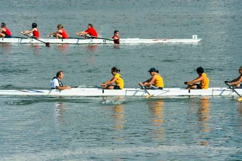 Rowers at Bideford Regatta in Devon 写真素材
