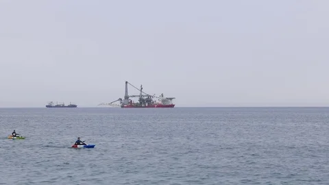 Rowers in a canoe. Cyprus Video stock 70421960