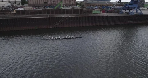 Rowers on the Elbe Stock Footage 164958306