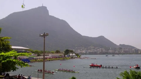 Rowers at lagoon in Rio 2016 Stock-Footage 71253898