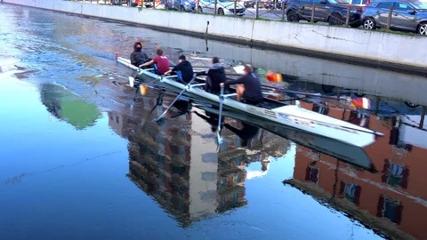 Rowers in Milan Stock Footage 123069887