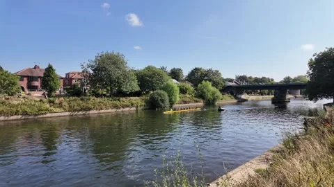 Rowers Training on River Ouse in Historic York England British Rowing Boats and Stock Footage 344245240