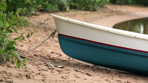 Rowing boat on the beach close to Stock Footage 57292955