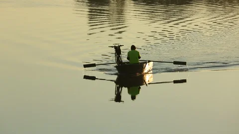 Rowing a boat Stock Footage 112032965