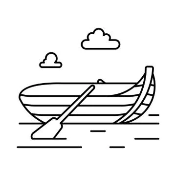 Rowing boat, line icon Stock Illustration