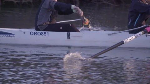 Rowing Boat Oars Close Up Stock Footage 47587443