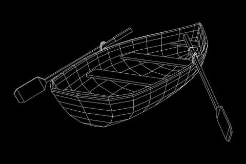 Rowing boat with paddles 스톡 일러스트