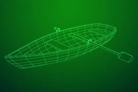 Rowing boat with paddles Stock Illustration